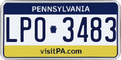 PA license plate LPO3483