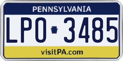 PA license plate LPO3485