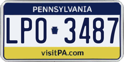 PA license plate LPO3487