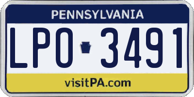 PA license plate LPO3491