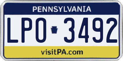 PA license plate LPO3492