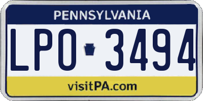 PA license plate LPO3494