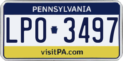 PA license plate LPO3497