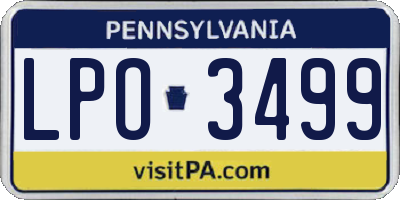 PA license plate LPO3499