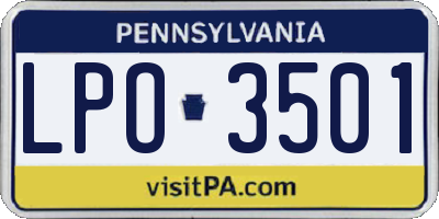 PA license plate LPO3501