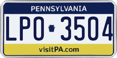 PA license plate LPO3504