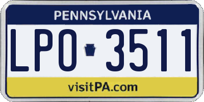 PA license plate LPO3511