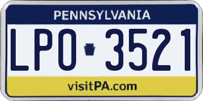 PA license plate LPO3521