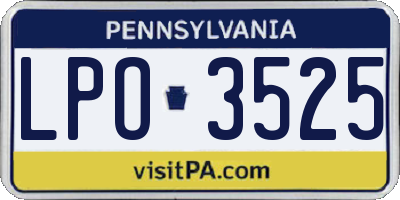 PA license plate LPO3525