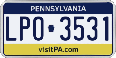 PA license plate LPO3531