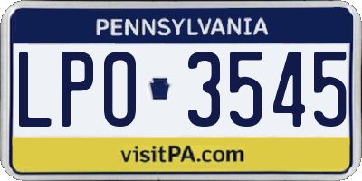 PA license plate LPO3545