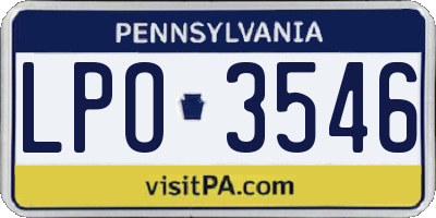 PA license plate LPO3546