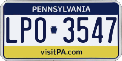 PA license plate LPO3547