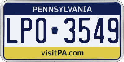 PA license plate LPO3549