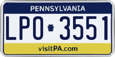 PA license plate LPO3551