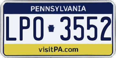 PA license plate LPO3552
