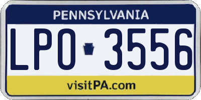 PA license plate LPO3556