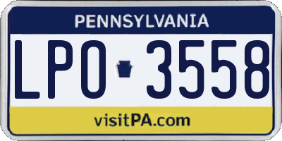 PA license plate LPO3558