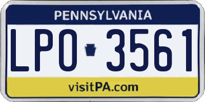 PA license plate LPO3561