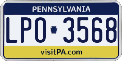 PA license plate LPO3568