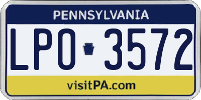 PA license plate LPO3572