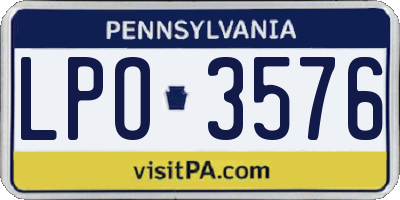 PA license plate LPO3576