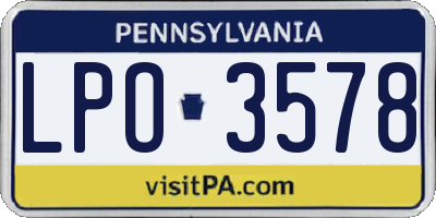 PA license plate LPO3578