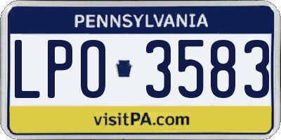 PA license plate LPO3583
