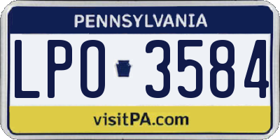 PA license plate LPO3584
