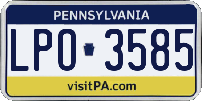 PA license plate LPO3585