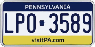 PA license plate LPO3589