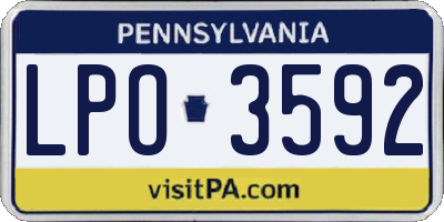 PA license plate LPO3592