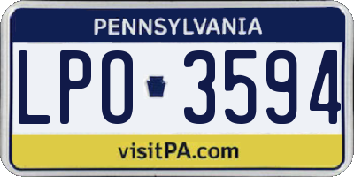PA license plate LPO3594