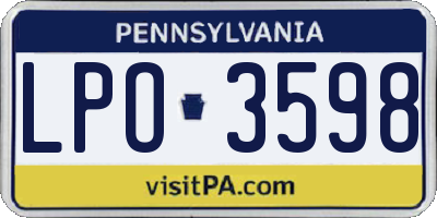 PA license plate LPO3598