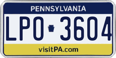 PA license plate LPO3604