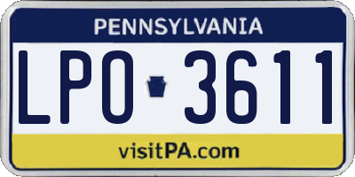 PA license plate LPO3611