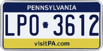 PA license plate LPO3612