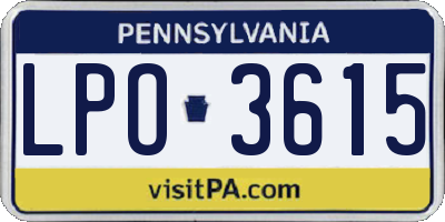 PA license plate LPO3615