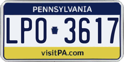 PA license plate LPO3617