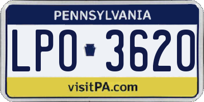 PA license plate LPO3620