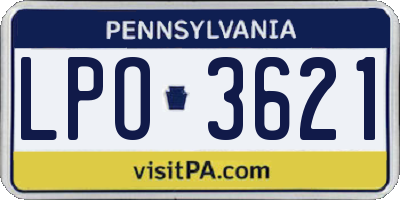 PA license plate LPO3621