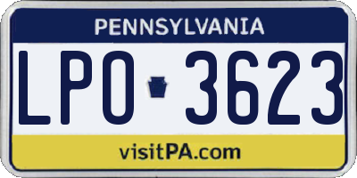 PA license plate LPO3623
