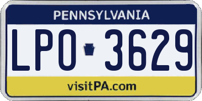 PA license plate LPO3629