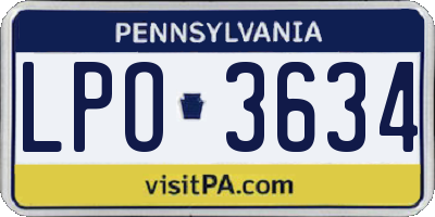 PA license plate LPO3634