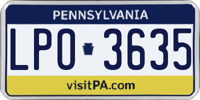 PA license plate LPO3635