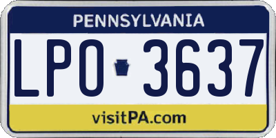PA license plate LPO3637