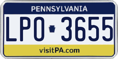 PA license plate LPO3655