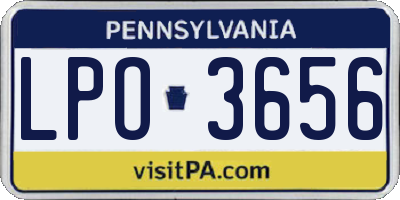PA license plate LPO3656