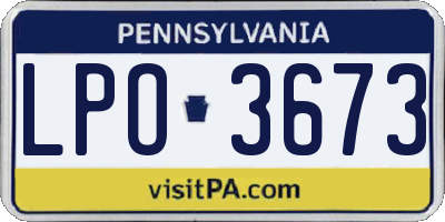 PA license plate LPO3673