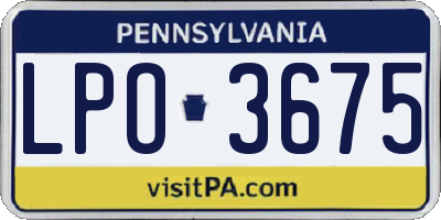 PA license plate LPO3675